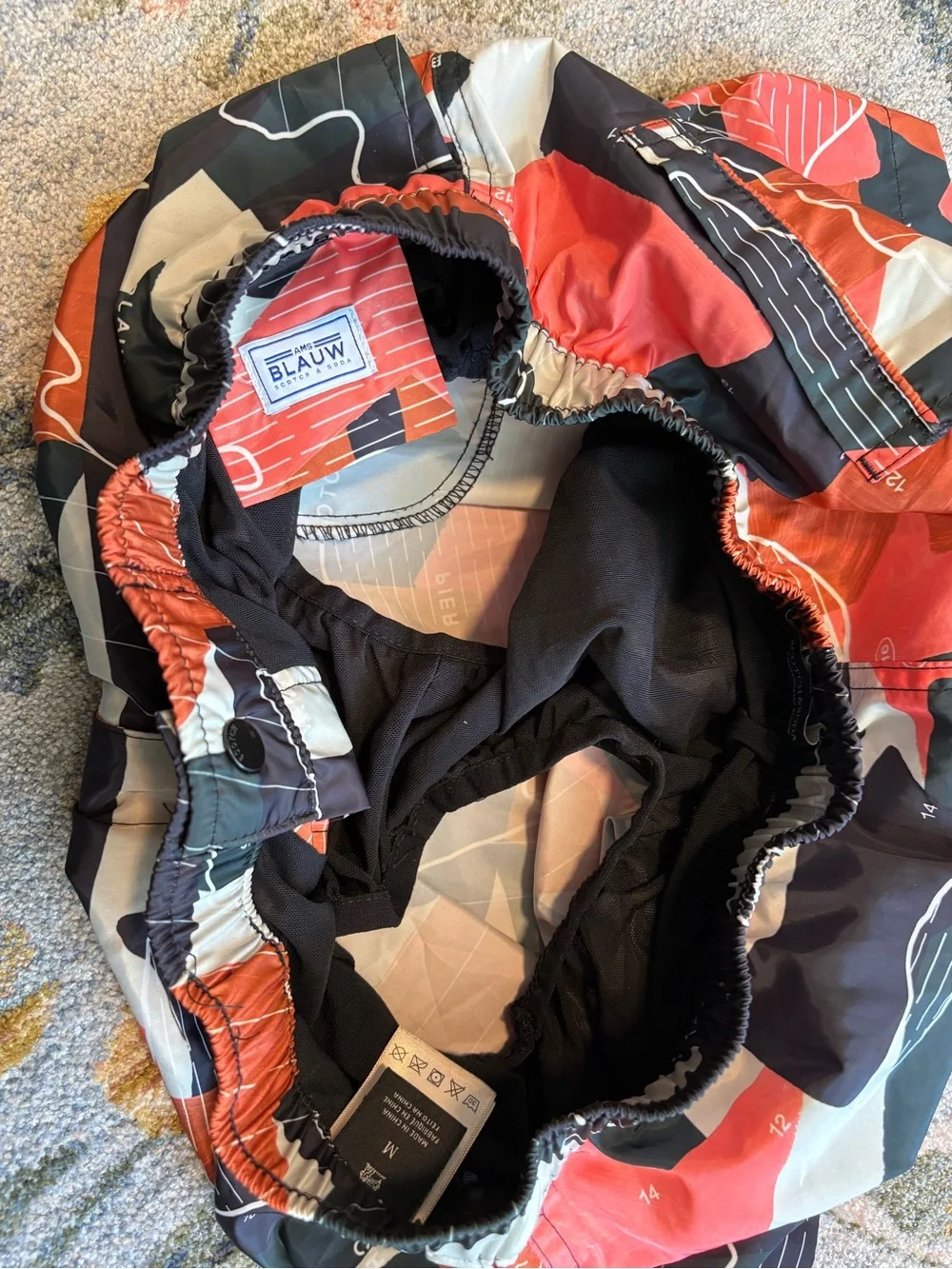 Scotch & Soda Mens Tropical Abstract Map Print Swim Shorts Multicolor Medium